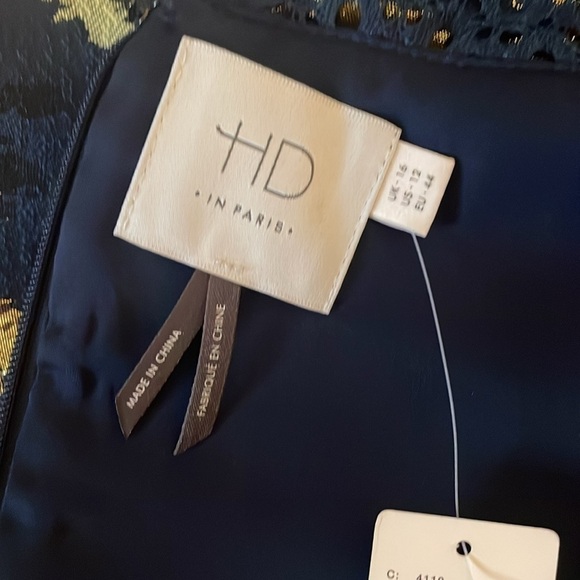 Anthropologie HD Paris womens blouse 12 large Yana Jacquard Peplum Blue Metallic - Picture 9 of 13